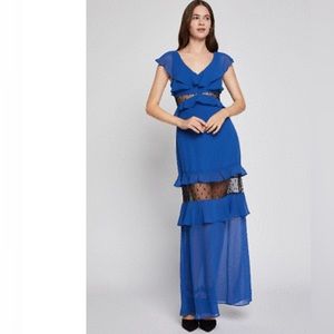 Blue Tiered Ruffle Maxi Dress